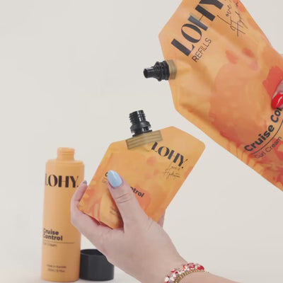 LOHY. refill pouches filling up LOHY. mini pouches and LOHY. 250ml bottles